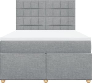 vidaXL Łóżko kontynentalne z materacem, jasnoszare, tkanina 160x200 cm 4