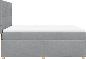 vidaXL Łóżko kontynentalne z materacem, jasnoszare, tkanina 160x200 cm 5