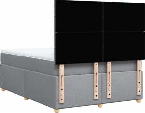 vidaXL Łóżko kontynentalne z materacem, jasnoszare, tkanina 160x200 cm 6