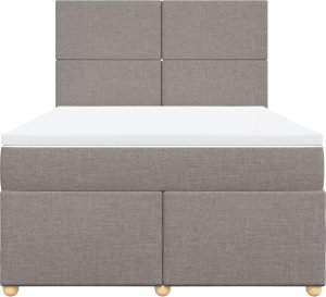 vidaXL Łóżko kontynentalne z materacem, taupe, tkanina, 160x200 cm 4