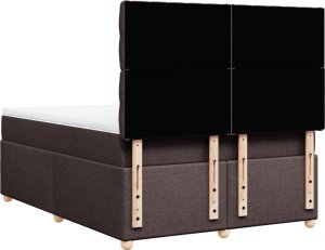 vidaXL Łóżko kontynentalne z materacem, brązowe, tkanina, 160x200 cm 6