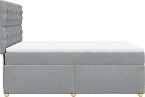 vidaXL Łóżko kontynentalne z materacem, jasnoszare, tkanina 160x200 cm 5