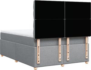 vidaXL Łóżko kontynentalne z materacem, jasnoszare, tkanina 160x200 cm 6