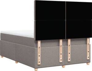 vidaXL Łóżko kontynentalne z materacem, taupe, tkanina, 160x200 cm 6