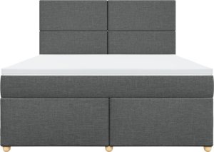 vidaXL Łóżko kontynentalne z materacem, ciemnoszara tkanina 180x200 cm 4