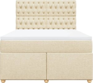 vidaXL vidaXL Łóżko kontynentalne z materacem, kremowe, tkanina, 160x200 cm 4