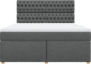 vidaXL Łóżko kontynentalne z materacem, ciemnoszara tkanina 180x200 cm 4