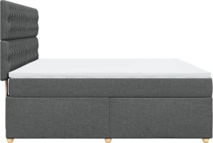vidaXL Łóżko kontynentalne z materacem, ciemnoszara tkanina 180x200 cm 5