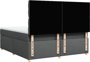 vidaXL Łóżko kontynentalne z materacem, ciemnoszara tkanina 180x200 cm 6