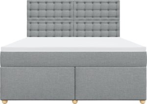 vidaXL Łóżko kontynentalne z materacem, jasnoszare, tkanina, 180x200cm 4