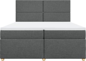 vidaXL Łóżko kontynentalne z materacem, ciemnoszara tkanina 200x200 cm 4