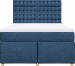 vidaXL Łóżko kontynentalne z materacem, niebieskie, tkanina, 160x200cm 4