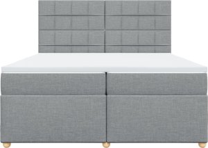 vidaXL Łóżko kontynentalne z materacem, jasnoszare, tkanina 200x200 cm 4