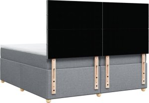 vidaXL Łóżko kontynentalne z materacem, jasnoszare, tkanina 200x200 cm 6