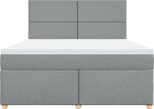 vidaXL Łóżko kontynentalne z materacem, jasnoszare, tkanina, 180x200cm 4