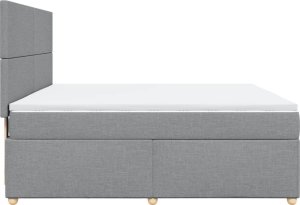 vidaXL Łóżko kontynentalne z materacem, jasnoszare, tkanina, 180x200cm 5