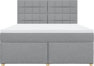 vidaXL Łóżko kontynentalne z materacem, jasnoszare, tkanina, 180x200cm 4
