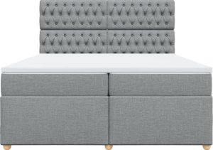 vidaXL Łóżko kontynentalne z materacem, jasnoszare, tkanina 200x200 cm 4