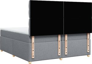 vidaXL Łóżko kontynentalne z materacem, jasnoszare, tkanina 200x200 cm 6