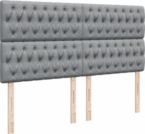 vidaXL Łóżko kontynentalne z materacem, jasnoszare, tkanina 200x200 cm 7