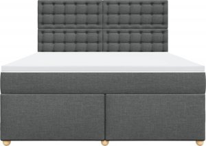 vidaXL Łóżko kontynentalne z materacem, ciemnoszara tkanina 180x200 cm 4