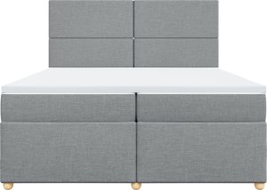 vidaXL Łóżko kontynentalne z materacem, jasnoszare, tkanina 200x200 cm 4