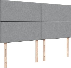 vidaXL Łóżko kontynentalne z materacem, jasnoszare, tkanina 200x200 cm 7