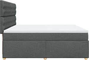 vidaXL Łóżko kontynentalne z materacem, ciemnoszara tkanina 200x200 cm 5