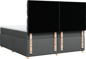 vidaXL Łóżko kontynentalne z materacem, ciemnoszara tkanina 200x200 cm 6