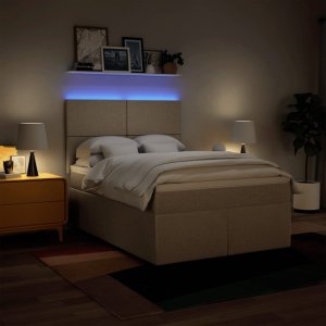 vidaXL vidaXL Łóżko kontynentalne z materacem, kremowe, tkanina, 140x190 cm 5