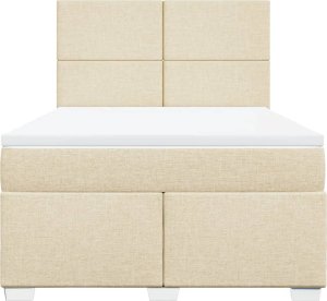 vidaXL vidaXL Łóżko kontynentalne z materacem, kremowe, tkanina, 140x190 cm 8