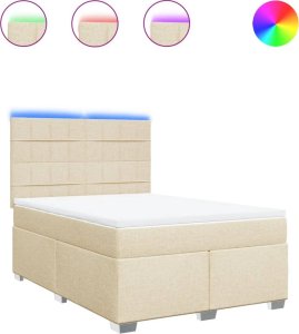 vidaXL vidaXL Łóżko kontynentalne z materacem, kremowe, tkanina, 140x190 cm 2