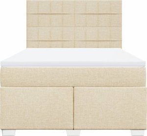 vidaXL vidaXL Łóżko kontynentalne z materacem, kremowe, tkanina, 140x190 cm 6