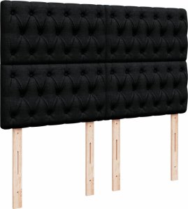 vidaXL Łóżko kontynentalne z materacem, czarne, tkanina, 140x190 cm 7