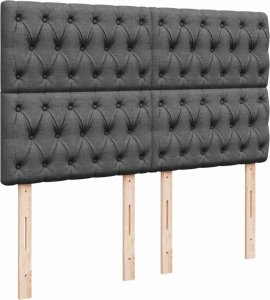 vidaXL vidaXL Łóżko kontynentalne z materacem, ciemnoszara tkanina 140x190 cm 7