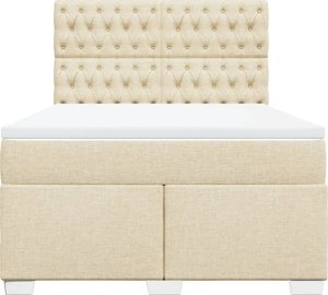 vidaXL vidaXL Łóżko kontynentalne z materacem, kremowe, tkanina, 140x190 cm 6