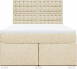 vidaXL vidaXL Łóżko kontynentalne z materacem, kremowe, tkanina, 140x190 cm 6