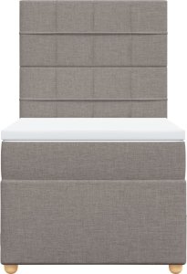vidaXL vidaXL Łóżko kontynentalne z materacem, taupe, tkanina, 100x200 cm 6