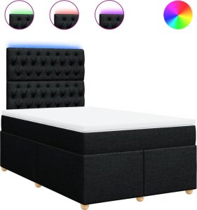 vidaXL vidaXL Łóżko kontynentalne z materacem, czarne, tkanina, 120x200 cm 2