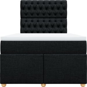 vidaXL vidaXL Łóżko kontynentalne z materacem, czarne, tkanina, 120x200 cm 6
