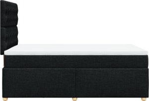 vidaXL vidaXL Łóżko kontynentalne z materacem, czarne, tkanina, 120x200 cm 7