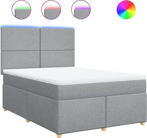 vidaXL vidaXL Łóżko kontynentalne z materacem, jasnoszare, tkanina, 140x190cm 2