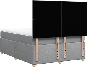 vidaXL vidaXL Łóżko kontynentalne z materacem, jasnoszare, tkanina, 140x190cm 8