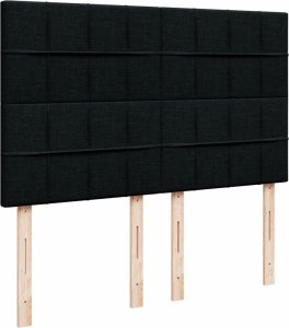 vidaXL vidaXL Łóżko kontynentalne z materacem, czarne, tkanina 140x200 cm 9