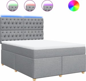 vidaXL vidaXL Łóżko kontynentalne z materacem, jasnoszare 140x200 cm, tkanina 2