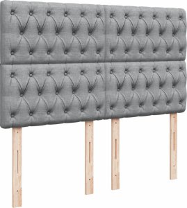 vidaXL vidaXL Łóżko kontynentalne z materacem, jasnoszare 140x200 cm, tkanina 9