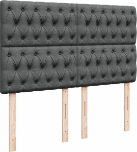 vidaXL vidaXL Łóżko kontynentalne z materacem, ciemnoszara tkanina 140x190 cm 9