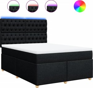 vidaXL vidaXL Łóżko kontynentalne z materacem, czarne, tkanina 140x200 cm 2