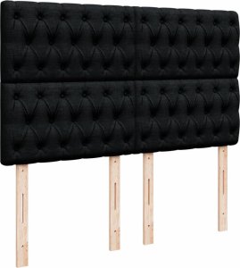 vidaXL vidaXL Łóżko kontynentalne z materacem, czarne, tkanina 140x200 cm 9