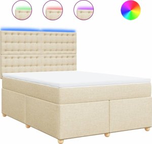 vidaXL vidaXL Łóżko kontynentalne z materacem, kremowe, tkanina, 140x200 cm 2